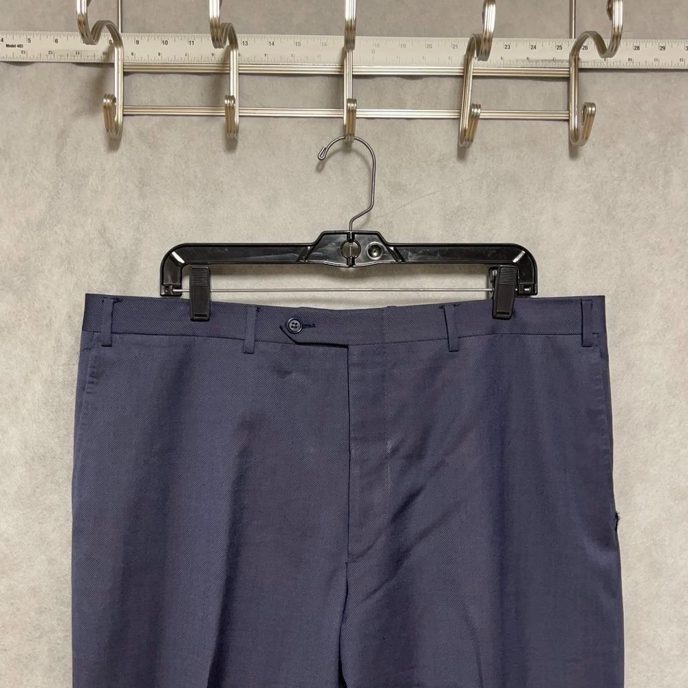 Canali Pants Men 38X30 Blue Textured Dress Italy Slacks Trousers Academia Casual